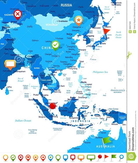 Mapa Del Este De Asia Ejemplo Del Vector Stock de ilustración