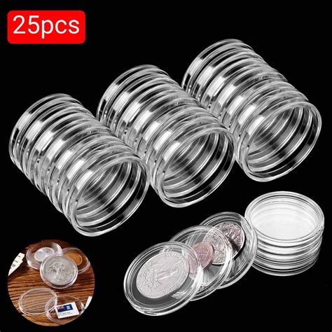 Celectigo 39mm Coin Case Clear Storage Container 25pcs Suitable For