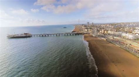 Aerial View of Brighton Pier, Sea and Be... | Stock Video | Pond5