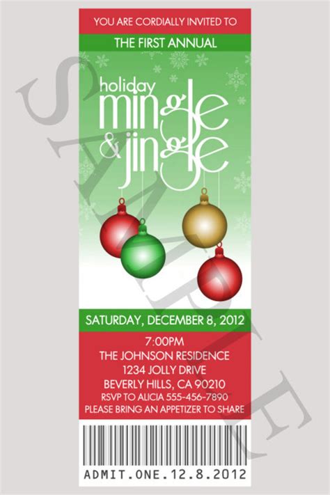 HOLIDAY PARTY Ticket Invitations Christmas Mingle and Jingle - Etsy