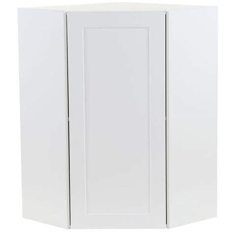 Hampton Bay Cambridge White Shaker Assembled Corner Wall Cabinet With 1