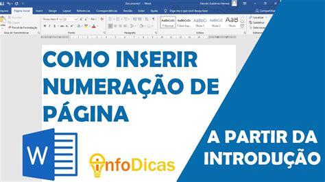 Como Inserir NÚmero De PÁginas No Word A Partir Da IntroduÇÃo Youtube