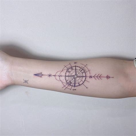 Arrow Compass Tattoo Wrist