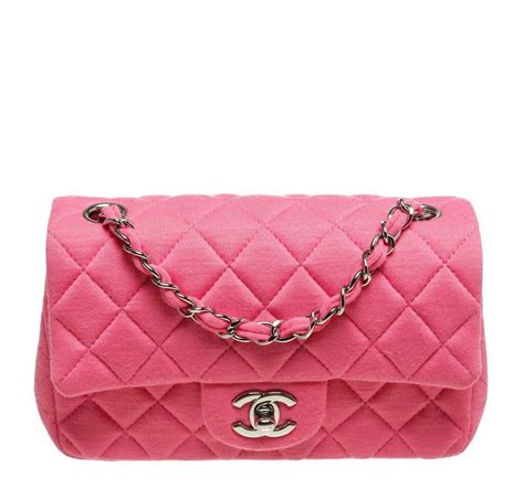 Chanel Mini Flap Classic Bag Pink Quilted Jersey Baghunter