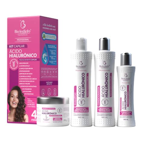 Kit Capilar Ácido Hialurônico Bio Instinto 4 Itens Linha Profissional