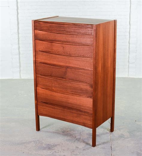 Mid Century Danish Teak Tall Chest Of Drawers By Arne Vodder For Sibast