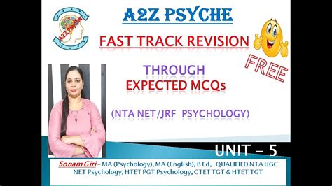 Fast Track Revision Through Expected Mcqs Unit Psychology Nta Ugc