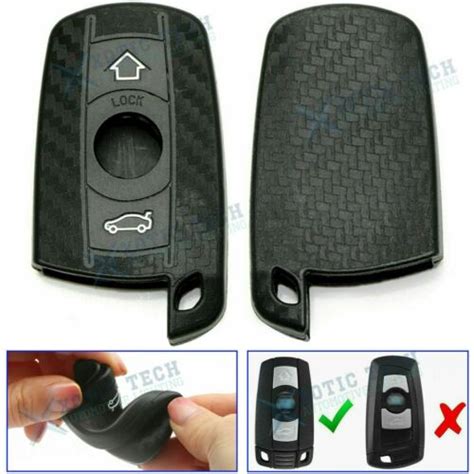 Carbon Fiber Pattern Soft Silicone Key Fob Cover For Bmw First Gen