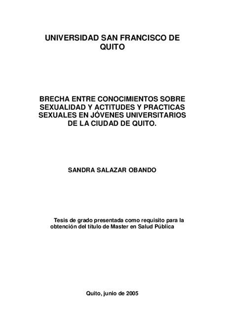 Pdf Brecha Entre Conocimientos Sobre Sexualidad Y Actitudes Y Prácticas Sexuales En Jóvenes