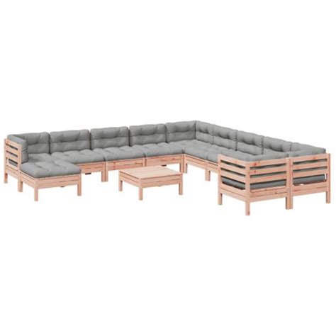 Set De Sofás Jardín 12 Pzas Con Cojines Madera De Abeto Douglas Vidaxl