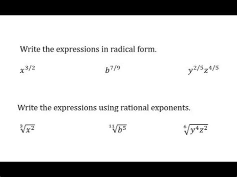 Write Rational Exponents As Radicals And Radicals Using Rational