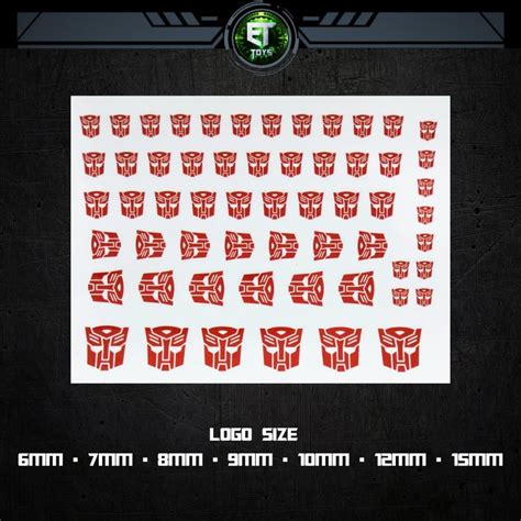 Transformers Stickers Autobot Decepticon Logo Dry Transfer Sticker