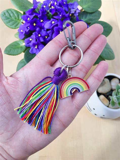 Lgbtq Pride Keychain Lgbt Rainbow Keyring Lgbtqia Flag Etsy