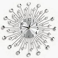 Crystals Silver Metal Wall Clock Large Luxury Handcrafted Metal Art