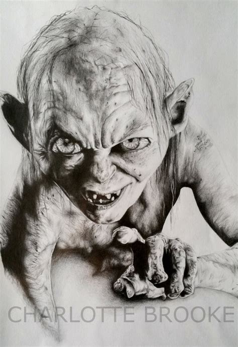 Gollum Pencil Drawing Portrait Print