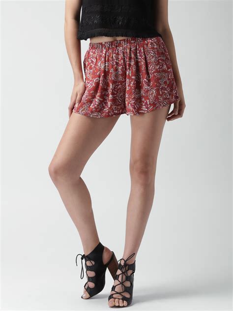 Buy Forever 21 Rust Red Printed Shorts Shorts For Women 1149952 Myntra