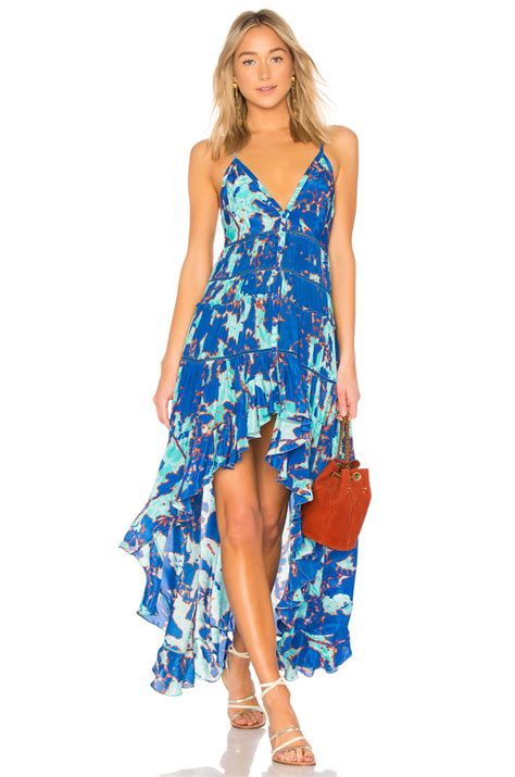 Teddi Mellencamp S Blue Printed Maxi Dress Big Blonde Hair