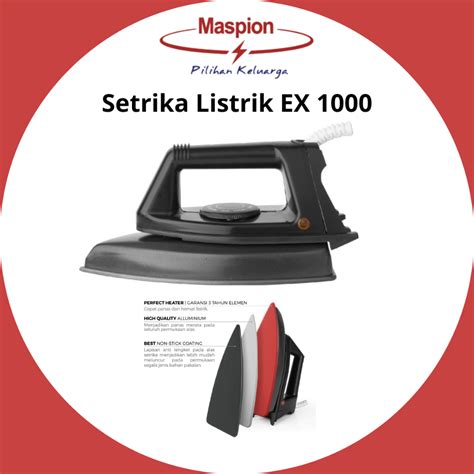 Jual MASPION SETRIKA EX 1000 Hitam Setrika Listrik EX 1000 EX 1000