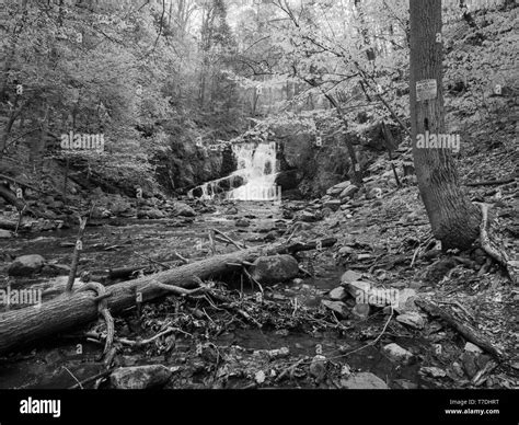 Black and White Indian Brook Falls Waterfall Stock Photo - Alamy