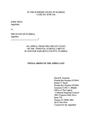 Fillable Online Law Fsu SC09 526 Merits Initial Brief Florida State