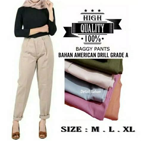 Jual PROMO BAGGY PANTS Latte Beige Nude Hitam Maroon Ivory Dusty Pink