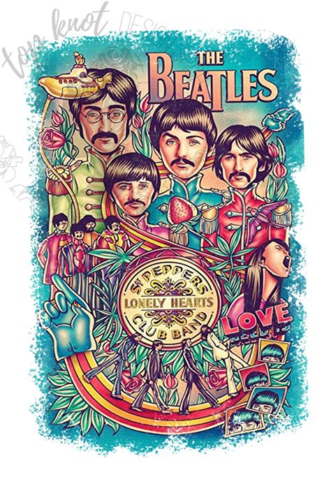 The Beatles Poster Drawing Sublimation Transfer Etsy