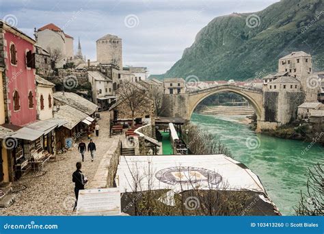 Mostar Bridge And Mountains Editorial Image Image Of Nature Flickr