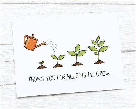 Thank You Teacher Card Helping Me Grow Etsy Uk Teacher Appreciation