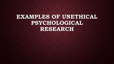 Examples Of Unethical Psychological Research The