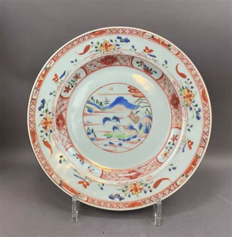 A Very Beautiful Chinese Thc Famille Verte Landscape Plate Kangxi