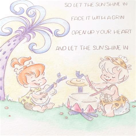 Flintstones Art Print Bamm Bamm And Pebbles Let The Sun Shine Etsy Canada