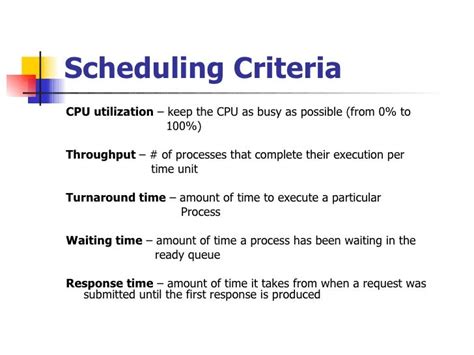 Scheduling algorithms