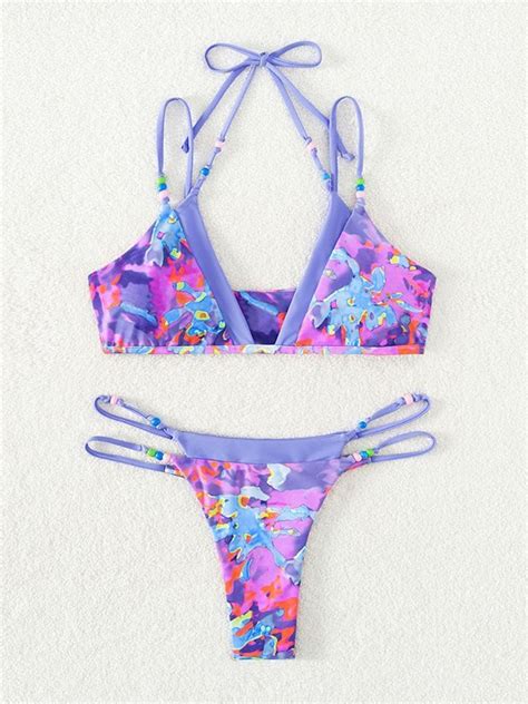 Emmiol Envío gratis 2024 Conjunto de bikini con tiras florales de