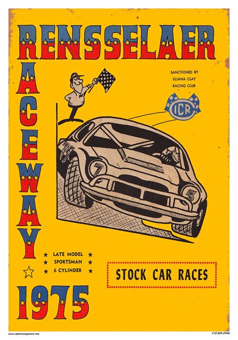 Vintage Reproduction Racing Poster Rensselaer Raceway Stock Etsy