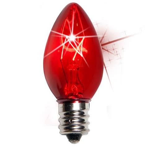 C7 Christmas Light Bulb - C7 Twinkle Red Christmas Light Bulbs, 7 Watt