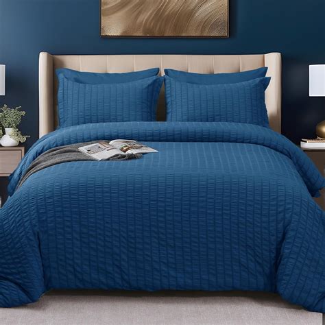 Amazon Hymokege Teal King Size Comforter Set Seersucker Pieces