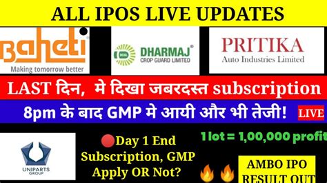 Baheti Dharmaj Pritika Ipo Last Day Final Data Uniparts Ipo Day