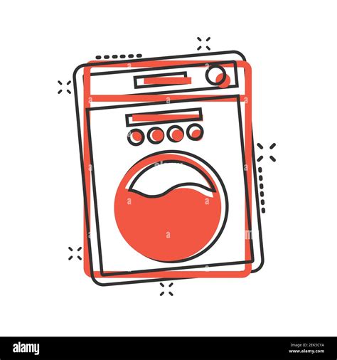 Washing Machine Icon In Comic Style Washer Cartoon Vector Illustration