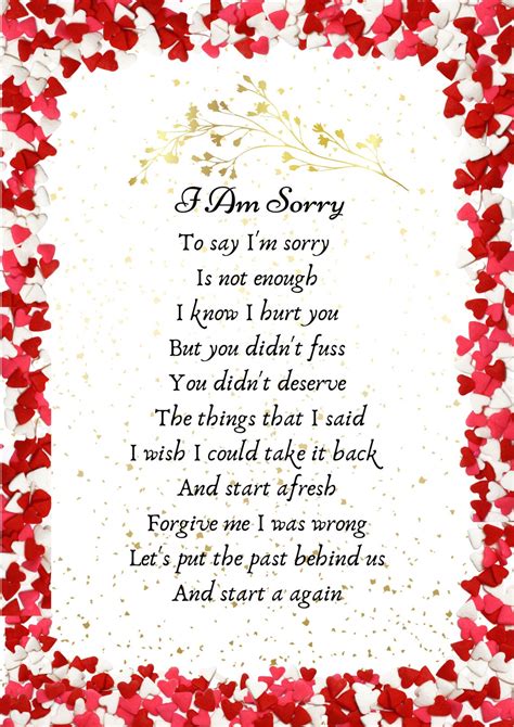 Best Poem For Saying Sorry Print Custom Poetry To Apologise From