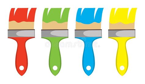 Vector Set Of Artist Colorful Paint Brushes Stock Vector Illustration