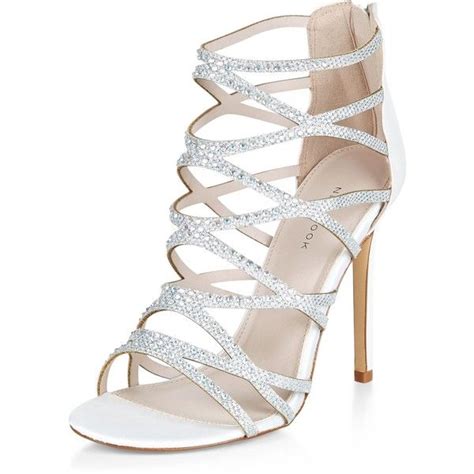 New Look White Embellished Strappy Heels Strappy Heels Decorated