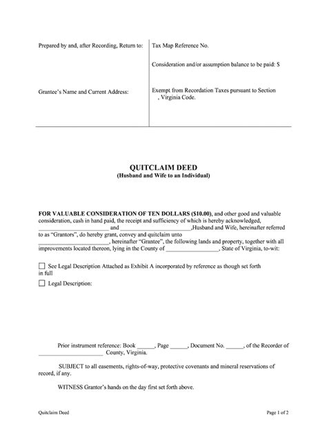 Virginia Quitclaim Deed From Husband And Wife To An Individual Form Fill Out And Sign