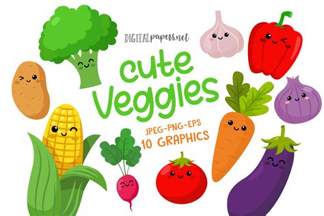 Cute Veggies Clipart Set Graphic By Dipa Graphics Creative Fabrica