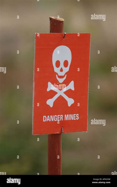 Danger Mines Sign At A Sudanese Minefield Stock Photo Alamy