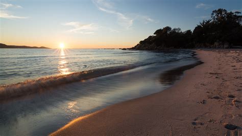 Wallpaper Sunlight Sunset Sea Bay Shore Sand Reflection Sky