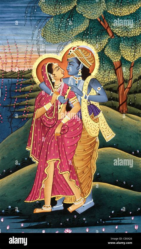 Paintings Of Lord Krishna And Radha