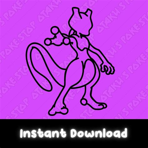 Pokémon SVG, Mewtwo SVG File, SVG Outline, Cricut, Silhouette, Instant Download, Digital Product ...