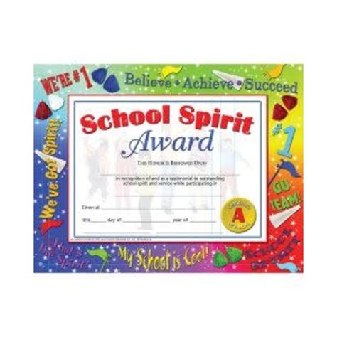 CERTIFICATE SCHOOL SPIRIT - Educational Outfitters