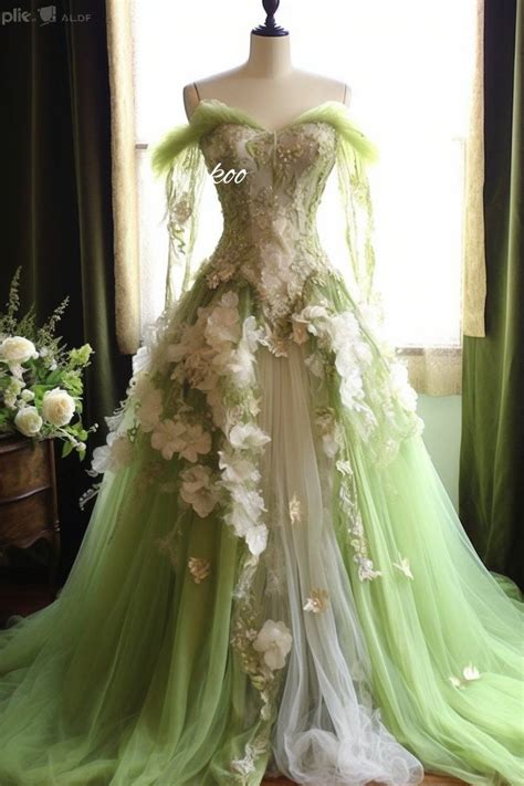 Green Off Shoulder Sweetheart Wedding Dress Retro Bridal Dress Boho