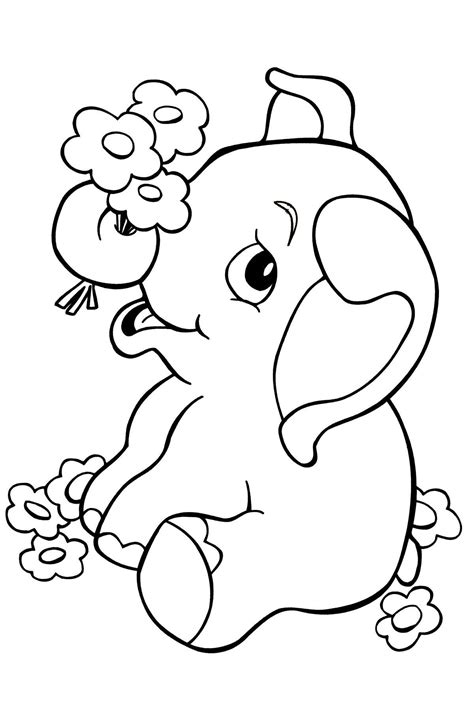 Baby Elephant Coloring Pages For Kindergarten Activity Shelter